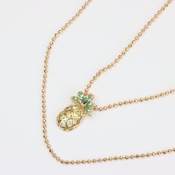 Rose Gold Pineapple Pendant Necklace with Double Bead Chain Design, XPNL0261 - Picture 3 of 13